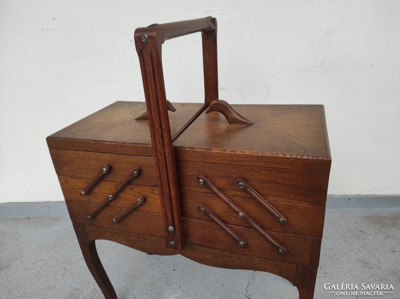 Antique sewing box openable hardwood sewing box art deco bauhaus small furniture 803 6264