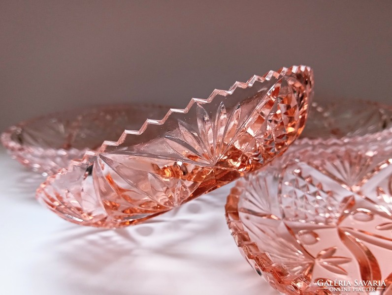 Salmon pink glass bowls 4pcs 14.5cm
