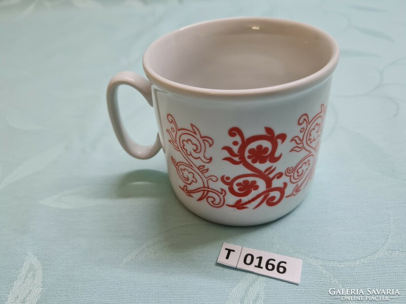 T0166 zsolnay red mug with indigo pattern