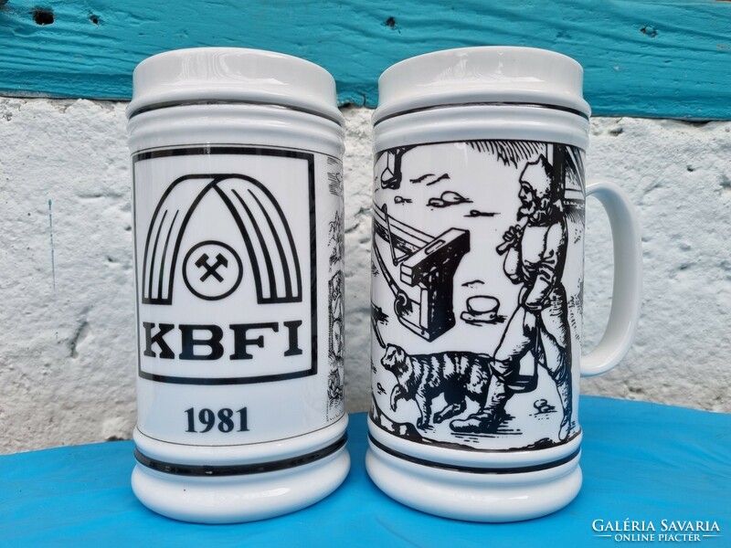 Kbfi 1981 hollóházi miner's mug pair of beer mugs