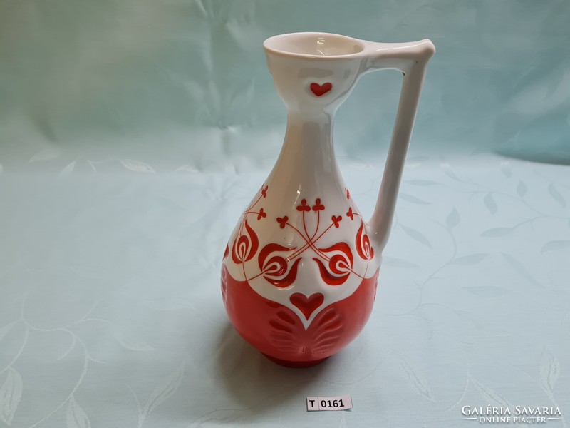 T0161 zsolnay red heart shaped flower vase 28 cm