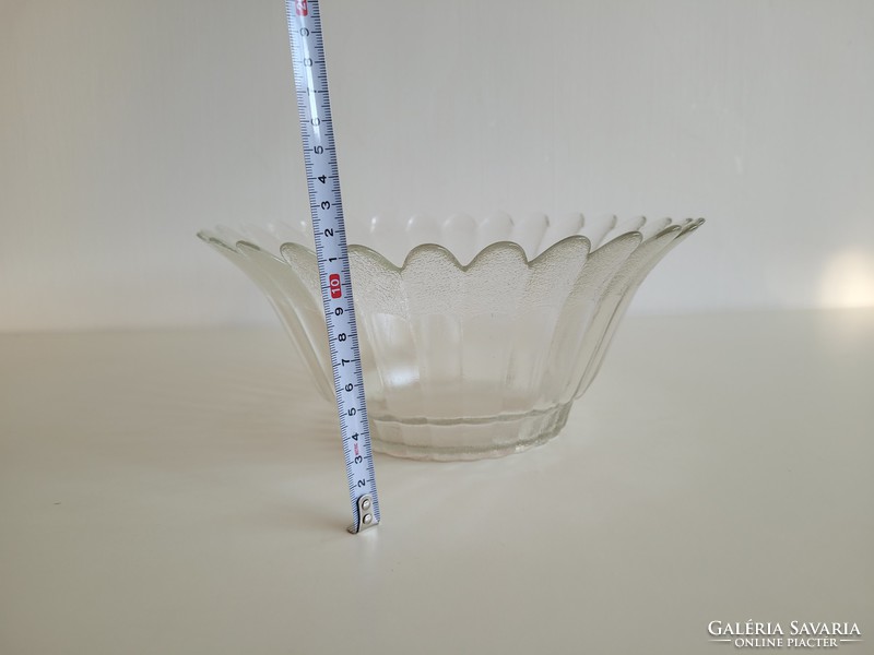 Retro 26 cm es üvegtál virágkehely alakú kompótos tál
