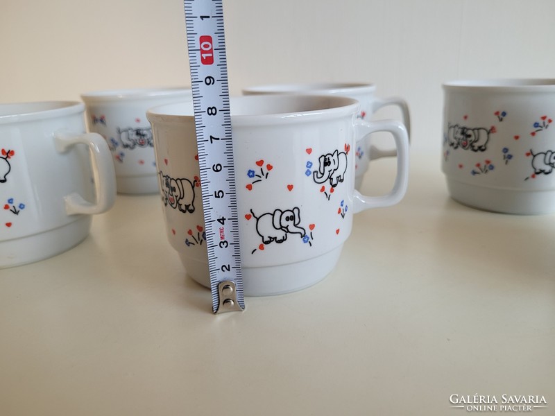 Retro Zsolnay porcelain mug elephant pattern fairy mug elephant tea children's cup