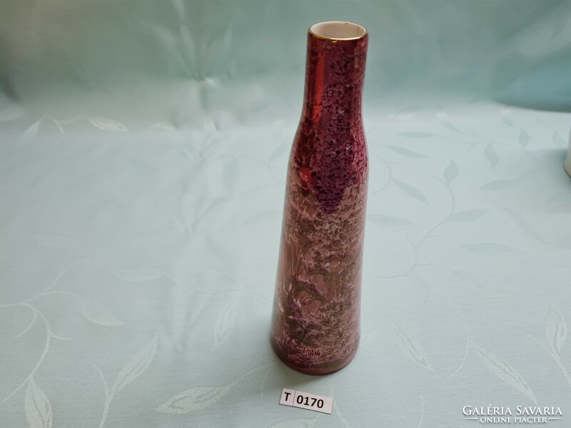 T0170 Hollóházi lüszteres váza szájánál repedés 25 cm