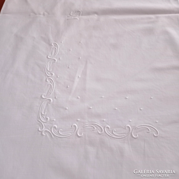 Antique, hs monogrammed pillowcase, cotton, 79 x 75 cm