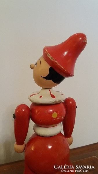 Retro red clown wooden puppet wooden toy art deco wooden ornament 19 cm