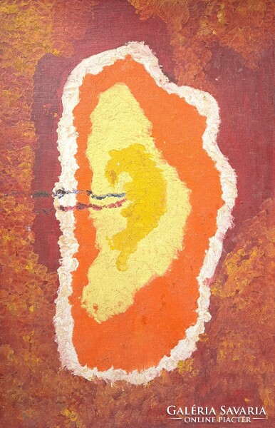 Absztrakt olajfestmény 68x45 cm, azonosítatlan jelzés - modern, kortárs kép
