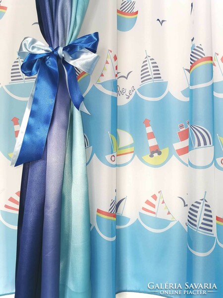 Nautical little boy curtain with blackout, new