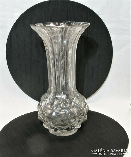 Nagyméretű súlyos kristály váza - 30 cm