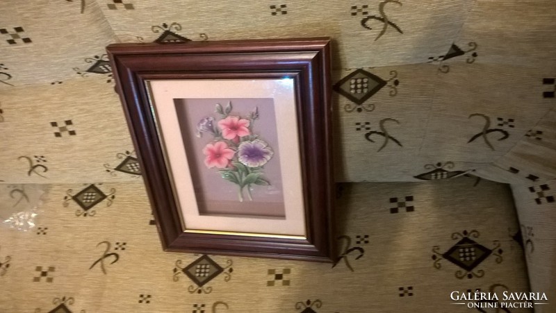 (K) interesting picture flowers with frame 29x24 cm.