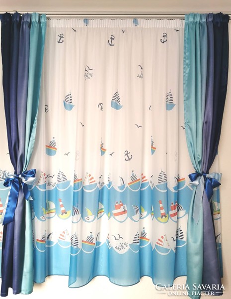 Nautical little boy curtain with blackout, new