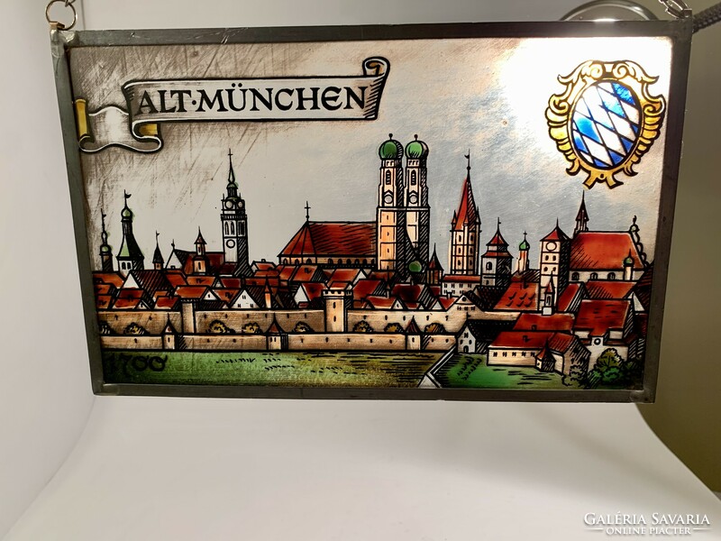 Alt München festett üvegkép