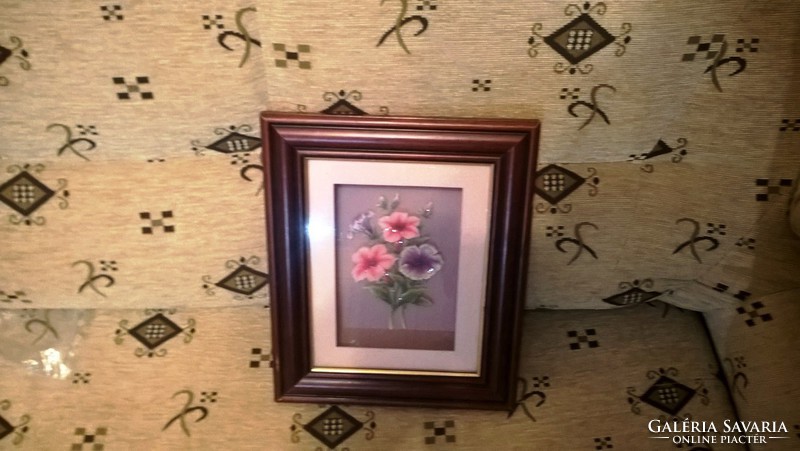 (K) Érdekes kép virágok 29x24 cm kerettel.