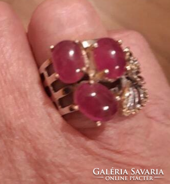 58 As genuine 10gm ruby otvos unique 2 tone 925 silver ring