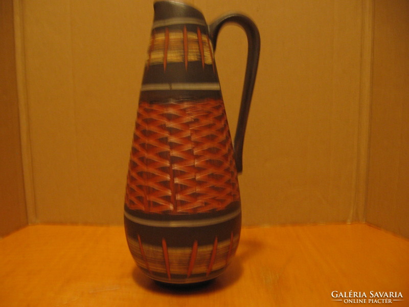 Retro collector's w-germany akru jug vase with handle 3/20 a. Krupp clinker ceramic