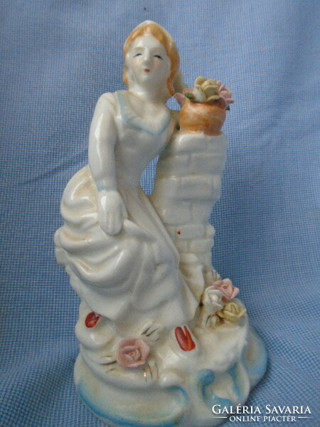 Finely crafted German porcelain lady figure, in perfect display case condition