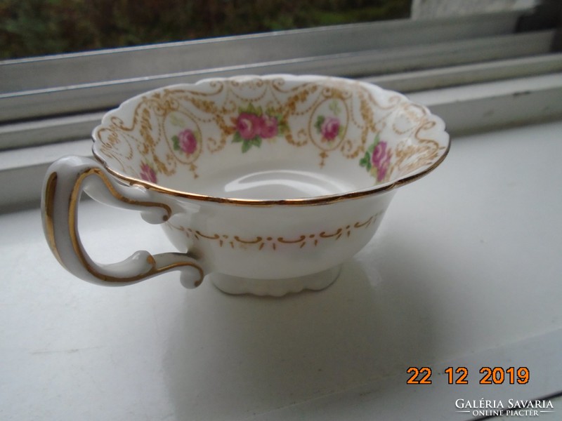 1910 Royal Doulton Numbered Art Nouveau Pink Rose Tea Cup with Laced Edge and Base