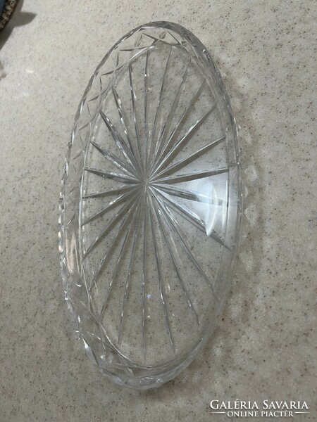 Ajka crystal, heavy oval-shaped stained glass bowl, tray/tray