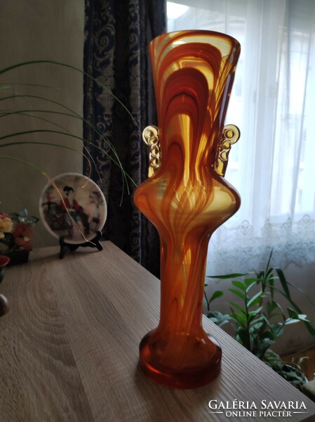 Orange precious glass vase (38 cm)