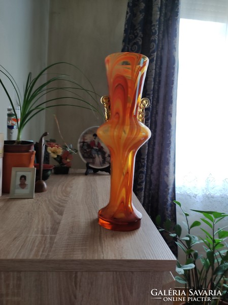 Narancssárga értékes üvegváza (38 cm)
