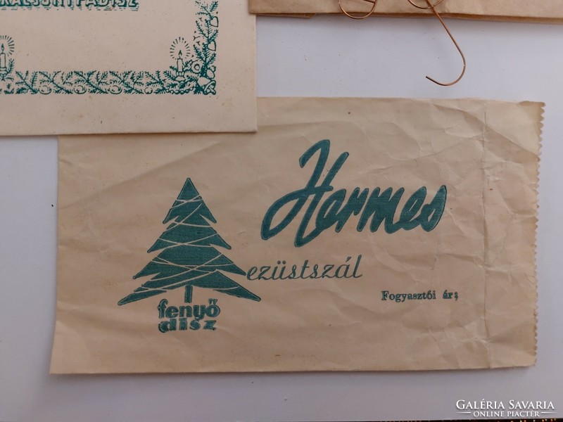 Retro karácsonyi papírzacskó hermes lametta csomagolás 3 db