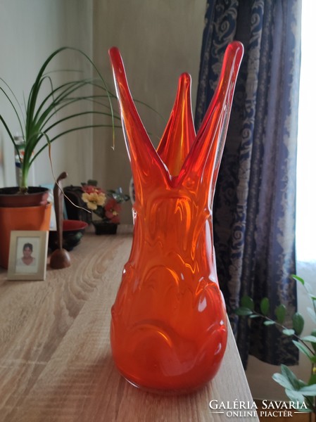 Orange precious glass vase (33 cm)