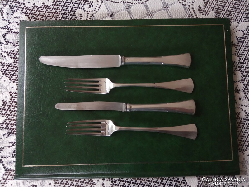 Good investment, nice gift, antique 2-person silver Diana-marked fork and knife cutlery set