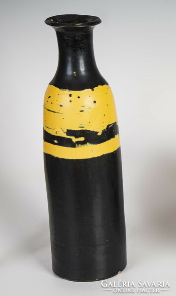 Lívia Gorka - large geometric black and yellow vase ﻿(g12)