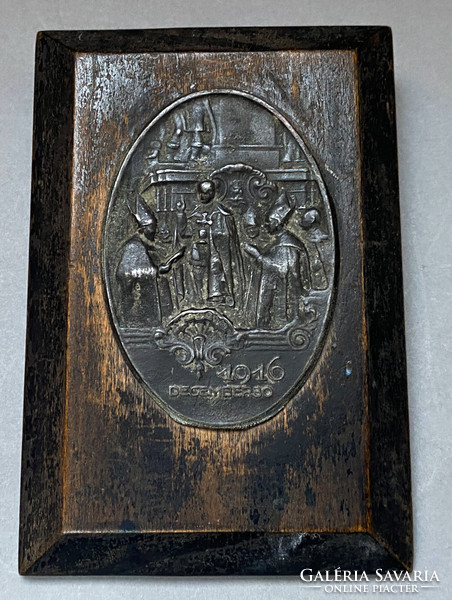 IV.Károly koronázási plakett, 2 féle,korabeli falidíszek