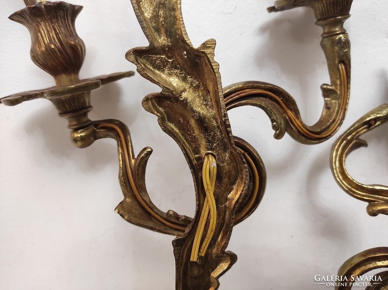 Antique patina wall arm 2 pcs 2 arm baroque copper + 4 new decorative candles and 4 light bulbs 389 6293