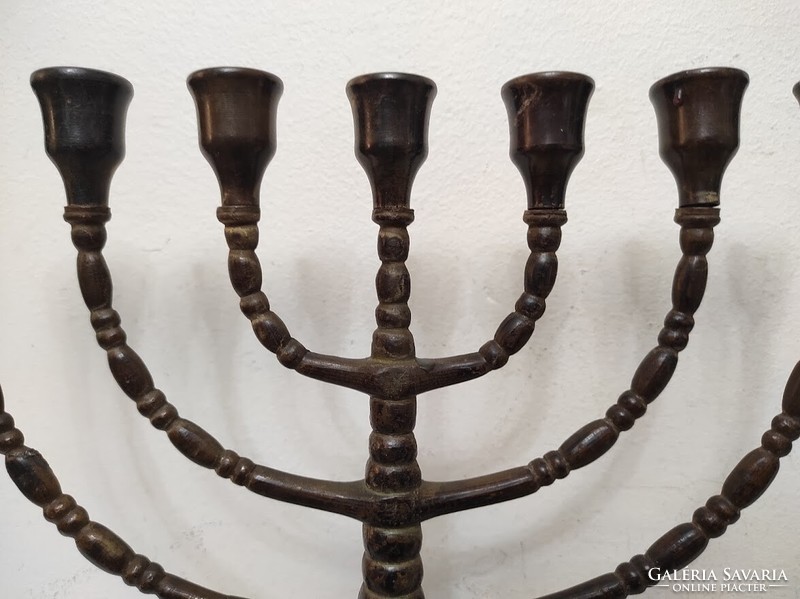 Antik menora patinás nagy bronzírozott réz menóra zsidó gyertyatartó 7 ágú 373 6231