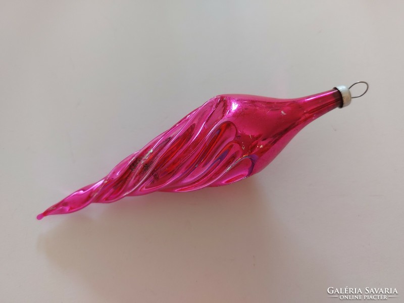Old glass Christmas tree decoration pink twisted icicle glass decoration