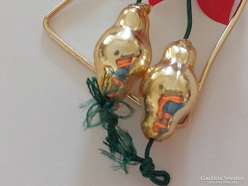 Old glass Christmas tree ornament gold red bell glass ornament