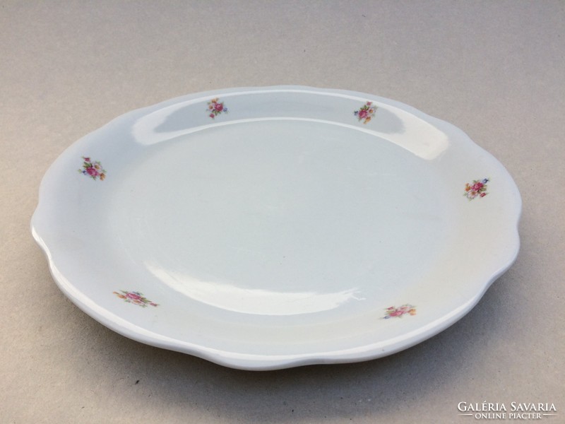 Régi pajzspecsétes Zsolnay kerek virágos nagy porcelán tál kínáló tányér 29,5 cm
