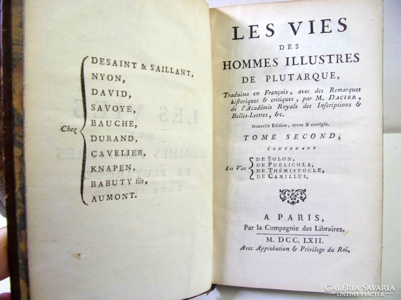 Plutarque - Les vies des hommes illustres - 1762