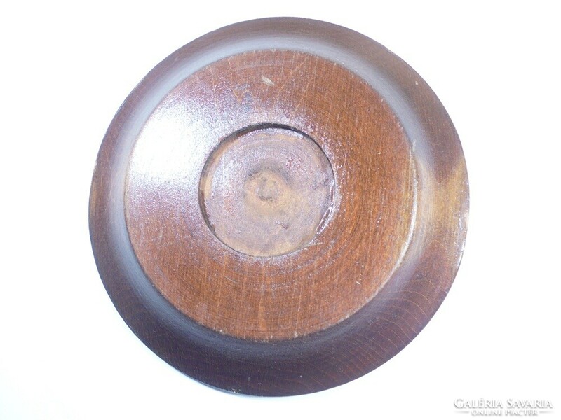 Wooden wall plate decorative plate - copper inlay decoration burnt pattern - 17.7 Cm diameter