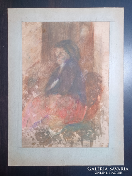 Ülő néni (akvarell 36,5x26,5 cm)
