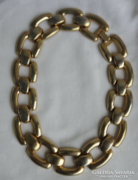 Thick gold plated flat chain set necklace and bracelet