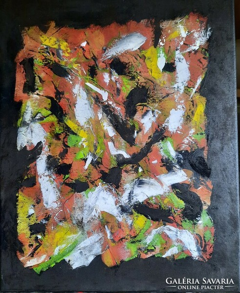 ZSM Absztrakt festmény: 50 cm/40 cm vászon, akril, festőkés Színek mozgásba