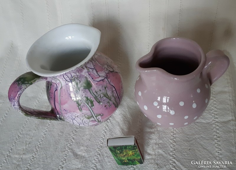 2 cute pink jugs. Dotted and striped.