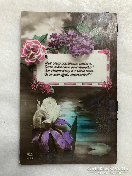 Antik színezett virágos képeslap                                       -2.