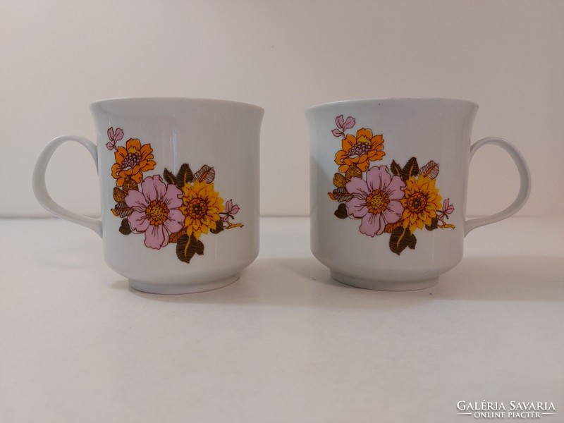 Retro 2 lowland porcelain mugs floral tea cups mid century
