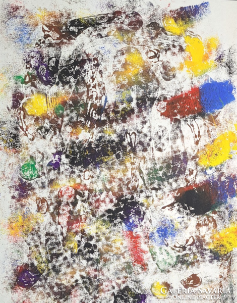 Kolorista absztrakt - színfoltok - Csűrösné Bruckner Valéria (35x28 cm)
