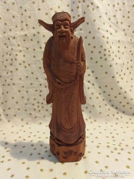 Chinese sage handmade wooden carved statue 25cm
