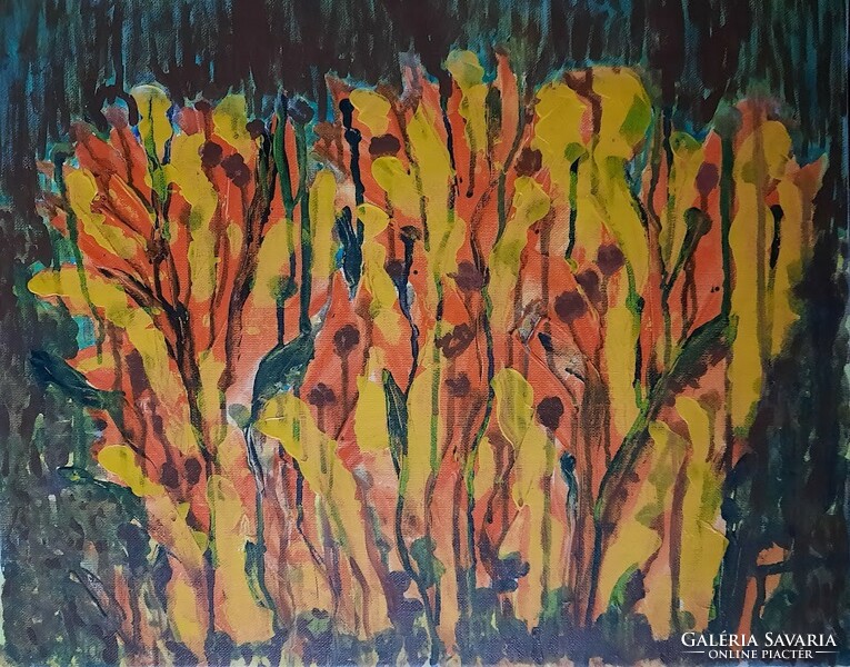 Zsm abstract painting 50 cm/40 cm canvas, acrylic golden rain