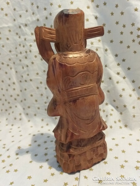 Chinese sage handmade wooden carved statue