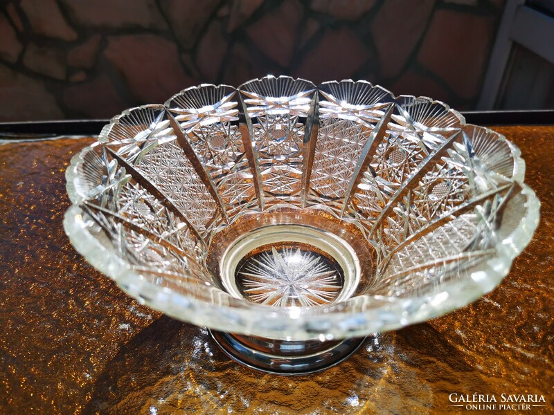 Antique lead crystal serving bowl