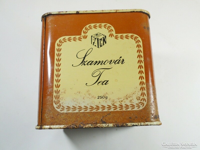 Retro régi Teás fémdoboz pléh doboz - Szamovár Tea, Gyártó: CyclopackForgalmazó:Compack- kb. 1980