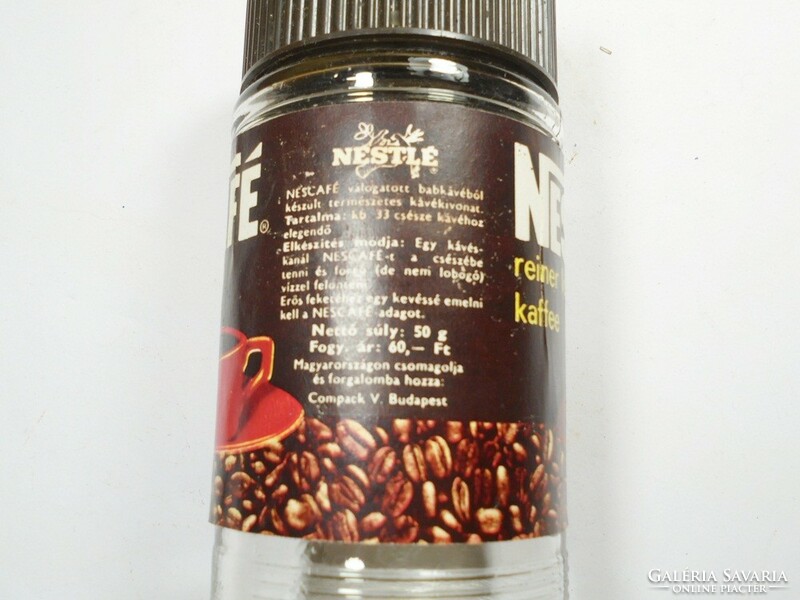 Retro régi kávé kávés üveg - Nescafé Nestlé - Forgalmazó: Compack Kft. kb1990-es évből