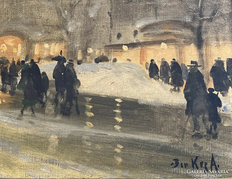 Antal, Berkes (1874-1938): Téli utcakép; fantázia.